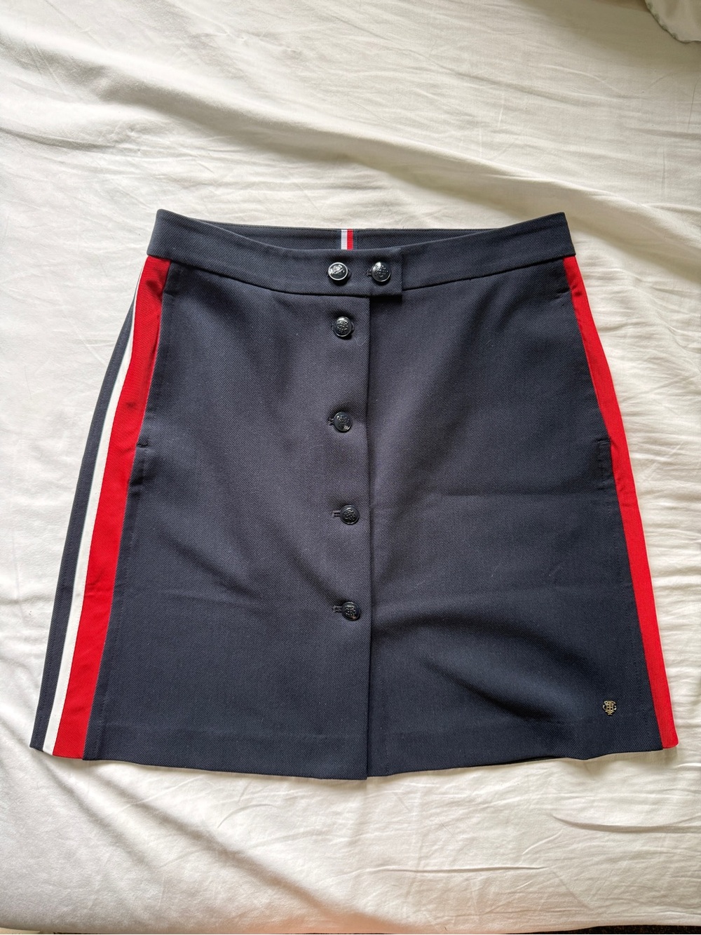 Tommy Hilfiger Navy A-line button skirt